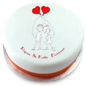 United Kingdom flowers  -  Romantic Cake Design With Personalized Messag