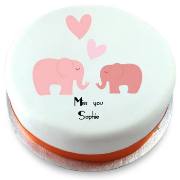 영국 꽃- 사랑에 빠진 코끼리 미니 케이크