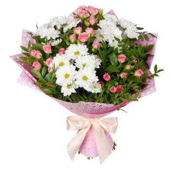 Turkmenistan flowers  -  Pink and White Rose Bouquet Flower Delivery