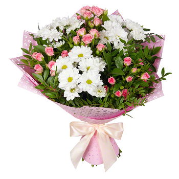 Gedziai flowers  -  Pink and White Rose Bouquet Flower Delivery