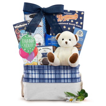 USA, United States flowers  -  Thank You Wishes Bear and Gift Basket Delivery