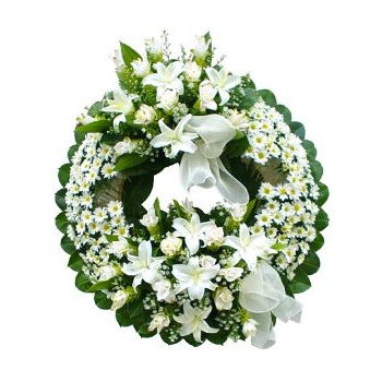 Turkmenistan flowers  -  White Funeral Wreath Flower Delivery