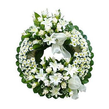 Gedziai flowers  -  White Funeral Wreath Flower Delivery