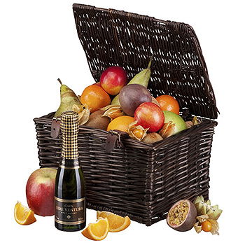 Newcastle upon Tyne flowers  -  Fruit and Bubbly Gift Basket Flower Delivery