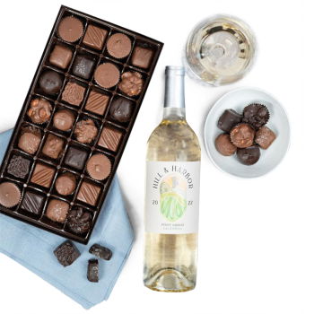 USA, United States flowers  -  California Chardonnay and Chocolate Baskets Delivery