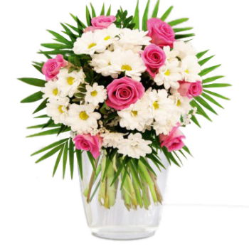 بائع زهور بيرغن- تنسيق باللونين الوردي والأبيض
