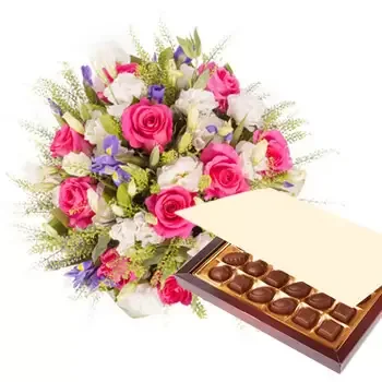 Oman bloemen bloemist- Princess Pink met chocolaatjes 