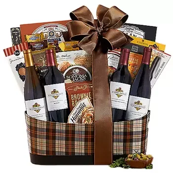 Turkey flowers  -  Wine Celebration Quartet Gift Basket Baskets Delivery