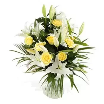 Aisthorpe bunga- Kegembiraan Kuning dan Putih Bunga Penghantaran