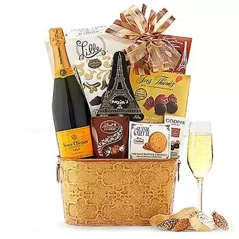 واشنطن الزهور على الإنترنت - حقيبة هدايا الشمبانيا Clicquot Signature باقة