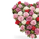 Italy flowers  -  Heart of White and Colorful Pink Roses Flower Bouquet/Arrangement