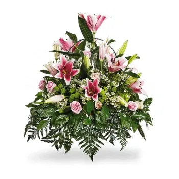 Italia Florarie online - Perna funerara alba si roz Buchet