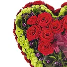 Mira flowers  -  Funeral Heart with Red Roses Flower Bouquet/Arrangement