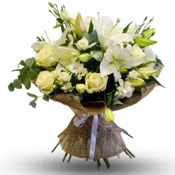 Costa Rica Online Florist - Bukett vita rosor och liljor Bukett