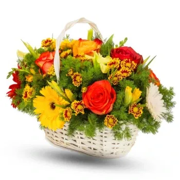 Mexico online Florist - Basket composition in shades of yellow and or Bouquet