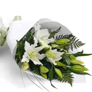 Mauritius Florarie online - Buchet funerar de crini albi Buchet