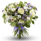Anse-la-Raye blomster- Begravelsesbukett med hvite roser og lilla fl Blomsterarrangementer bukett