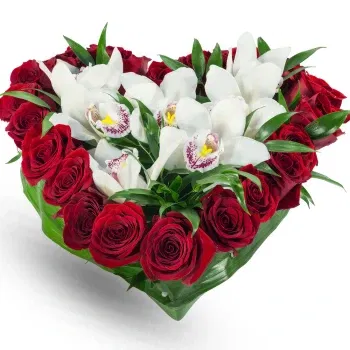 Philippines online Florist - Heart Orchids and Red Roses Bouquet