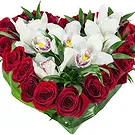 Oman flowers  -  Heart Orchids and Red Roses Flower Bouquet/Arrangement