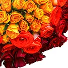 Oman flowers  -  100 mix red orange and yellow roses Flower Bouquet/Arrangement