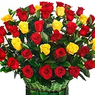 Oman flowers  -  Basket of 50 mixed Yellow and Red Roses Flower Bouquet/Arrangement