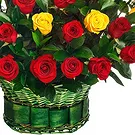 Oman flowers  -  Basket of 50 mixed Yellow and Red Roses Flower Bouquet/Arrangement