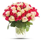 Oman flowers  -  Bouquet of 50 mixed Pink and Red Roses Flower Bouquet/Arrangement