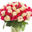Oman flowers  -  Bouquet of 50 mixed Pink and Red Roses Flower Bouquet/Arrangement