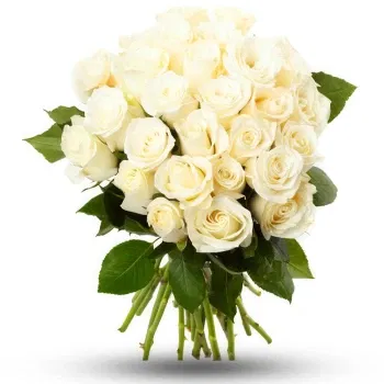 Turkmenistan Online Florist - Bukett med 24 vita rosor Bukett