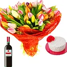 Real Springs flowers  -  Bouquet of mix tulips with red wine and roman Flower Bouquet/Arrangement