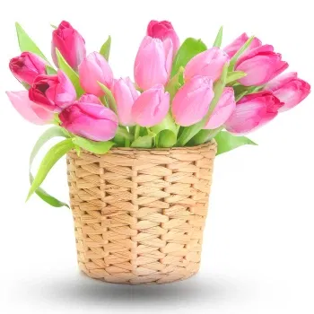 Mexico online Florist - Basket of light pink tulips Bouquet