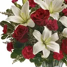 Nabij Vetter Blumen Florist- Weißer und roter Strauß mit Rotwein Bouquet/Blumenschmuck