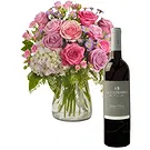 Tveita blomster- Rosa bukett med rødvin Blomsterarrangementer bukett