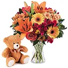 Ain Bin Fuhaid blomster- Orange buket med bamse Blomst buket/Arrangement
