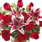 Elat flowers  -  Bouquet of red roses and pink lilies with swe Flower Bouquet/Arrangement