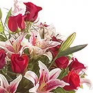 China flowers  -  Glass Vase with Red Roses and Pink Casablanca Flower Bouquet/Arrangement