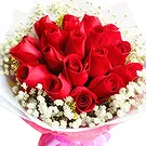 Qingdao flowers  -  Romantic  Red Roses with Baby's Breath & Pape Flower Bouquet/Arrangement