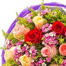 China flowers  -  Vibrant Red, Pink, and Champagne Roses Flower Bouquet/Arrangement