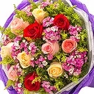 China flowers  -  Vibrant Red, Pink, and Champagne Roses Flower Bouquet/Arrangement