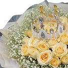 China flowers  -  Soft Champagne Rose Bouquet with Baby's Breat Flower Bouquet/Arrangement