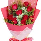 China flowers  -  Vibrant Red Roses Hand Bouquet in Red Package Flower Bouquet/Arrangement