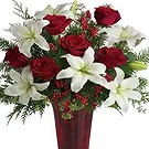 China flowers  -  Red Roses with White Lilies Arrangement Flower Bouquet/Arrangement