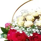 China flowers  -  Romantic Red Roses with Chocolates in a Baske Flower Bouquet/Arrangement