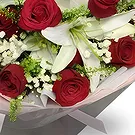 China flowers  -  Red Roses & White Lilies with Greenery Flower Bouquet/Arrangement