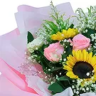 China flowers  -  Bright Sunflower Bouquet with White and Pink  Flower Bouquet/Arrangement