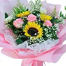 China flowers  -  Bright Sunflower Bouquet with White and Pink  Flower Bouquet/Arrangement