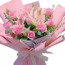 China flowers  -  Graceful Pink Rose and Lily Floral Bouquet Flower Bouquet/Arrangement