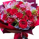 China flowers  -  Passionate Red Rose and Pink Lily Floral Arra Flower Bouquet/Arrangement