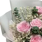 Qingdao flowers  -  Pink Roses with White Baby's Breath Bouquet Flower Bouquet/Arrangement