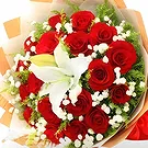 China flowers  -  Red Roses, White Lilies, and Baby’s Breath Flower Bouquet/Arrangement